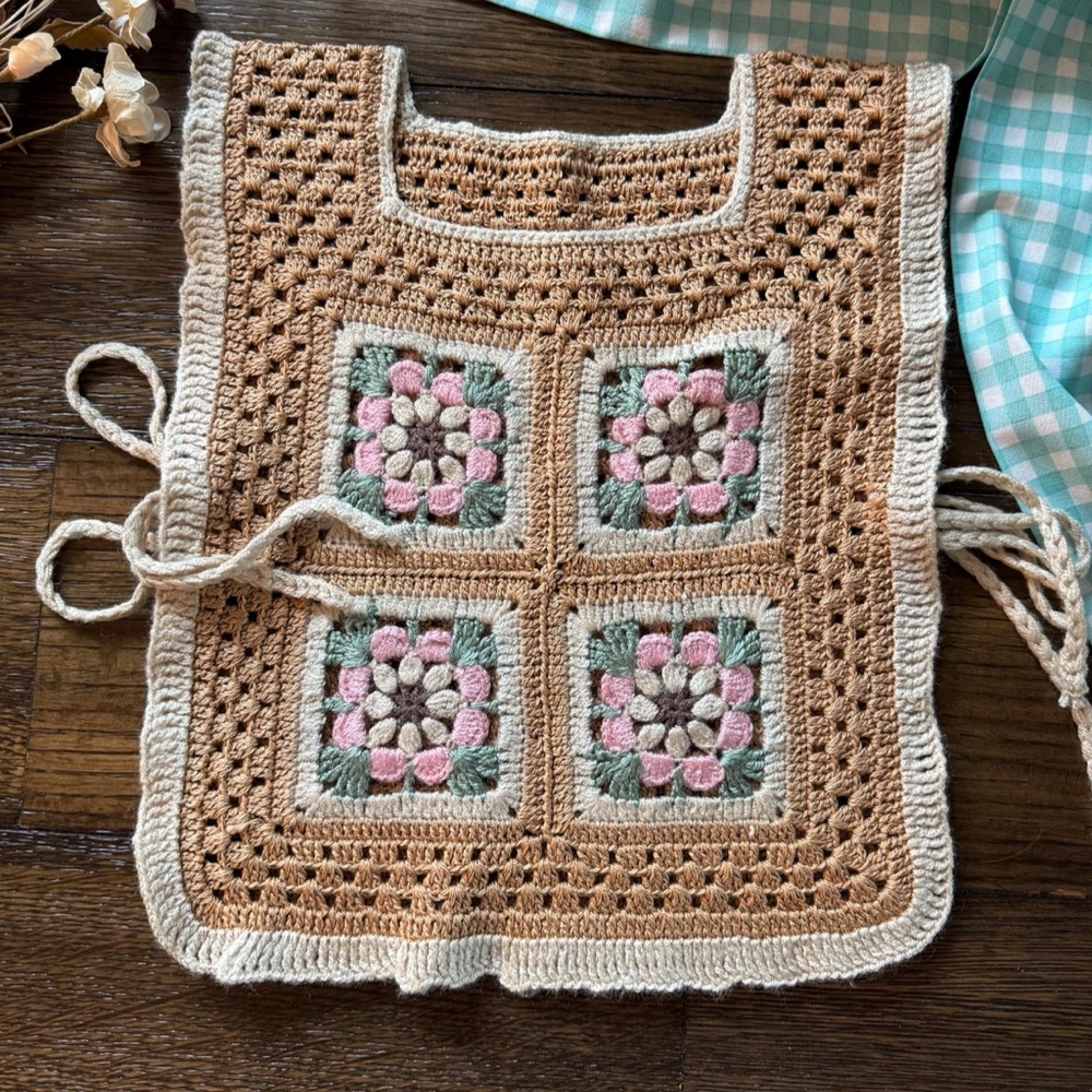 Kid Crochet Floral Granny Square Vest